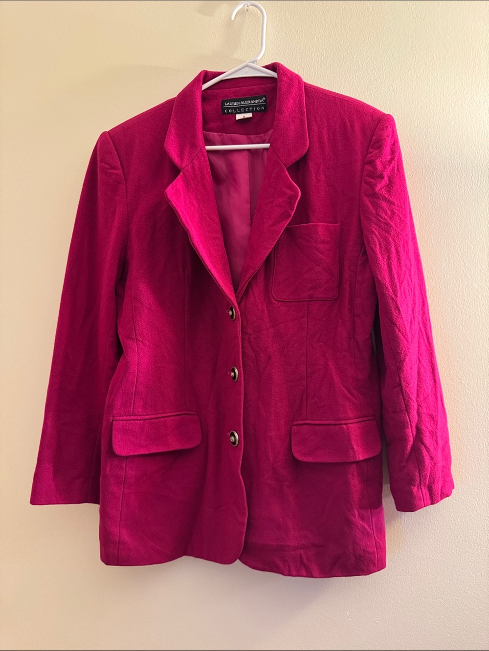 LAUREN ALEXANDRA COLLECTION Vintage Fuchsia Wool Blazer